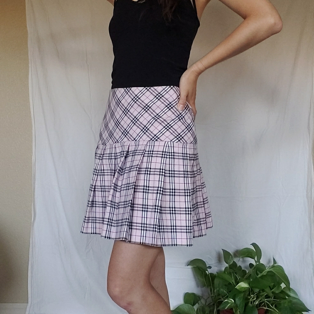 Pink plaid mini skirt